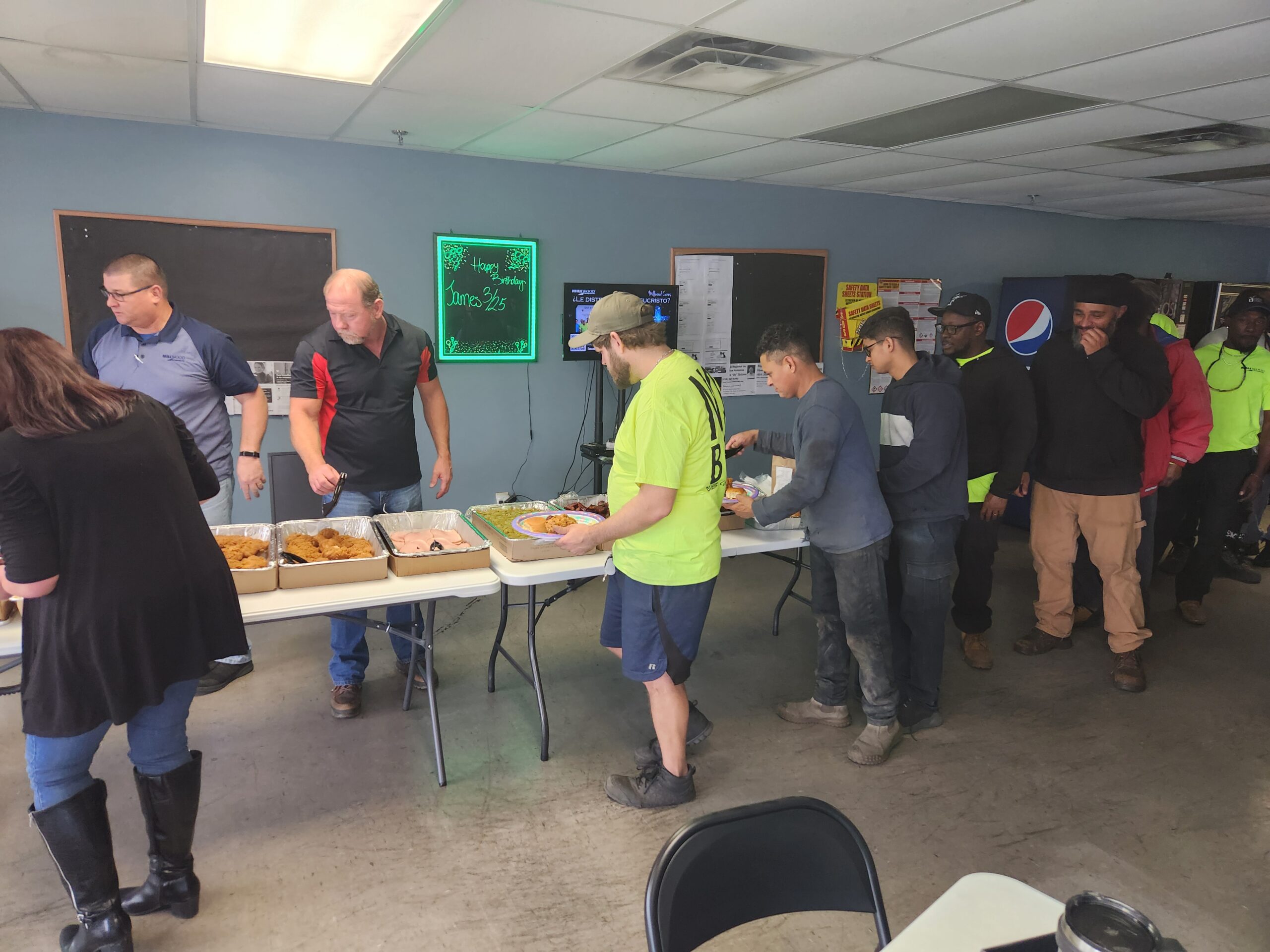 team members lining up at safety celebration luncheon