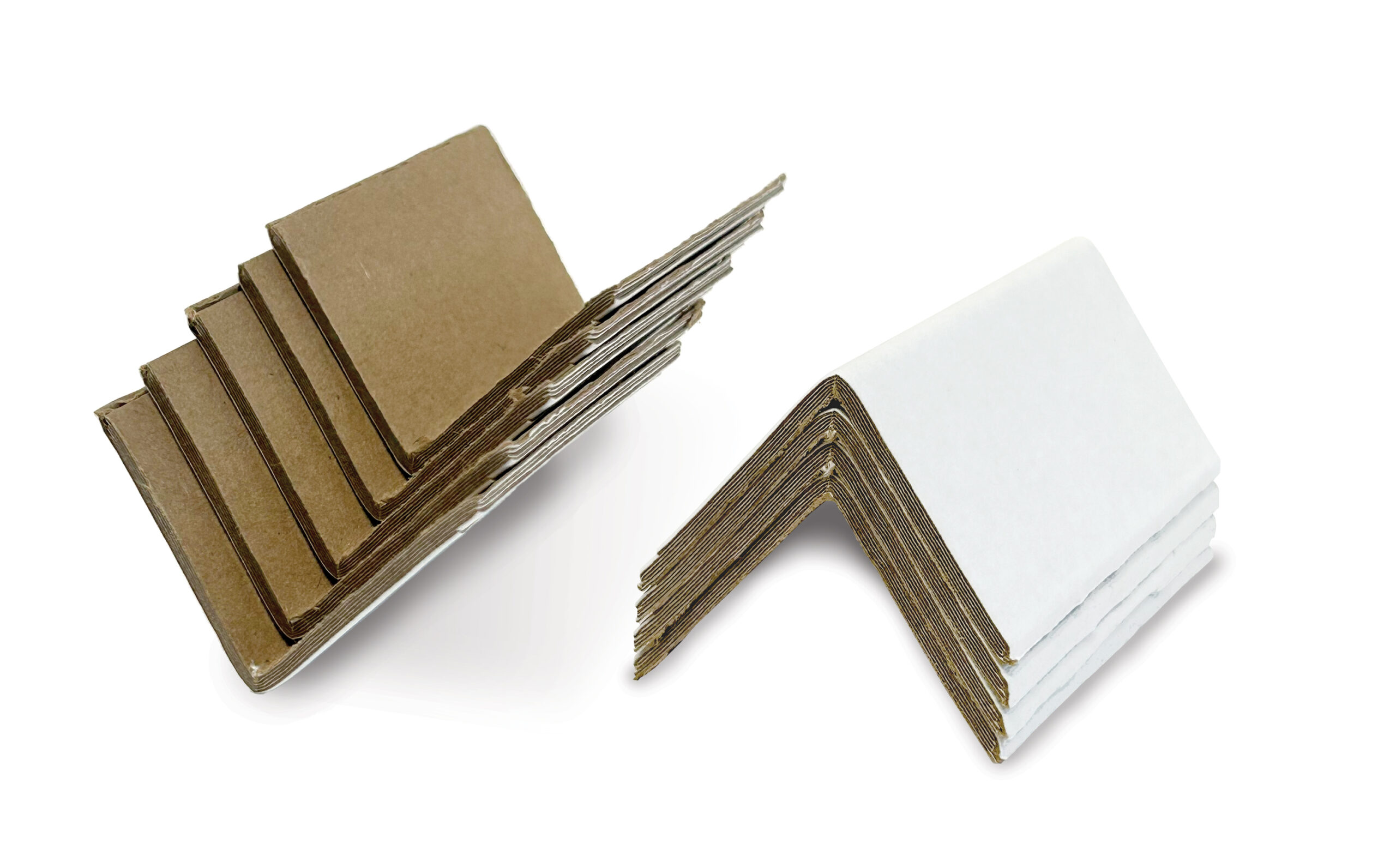 pieces of protective packaging edge defender stacked on top of one another