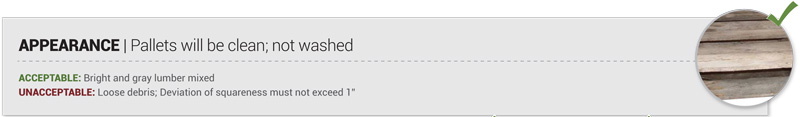 Grade 2 pallet repair appearance standards are clean, not washed Grade 2 pallet repair appearance standards are clean, not washed