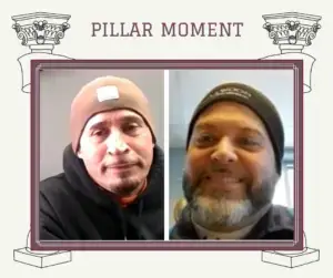 Two pillars with the cases of Jesus Almodovar and Jose Vazquez between them.