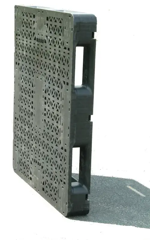 A product detail of a black plastic pallets