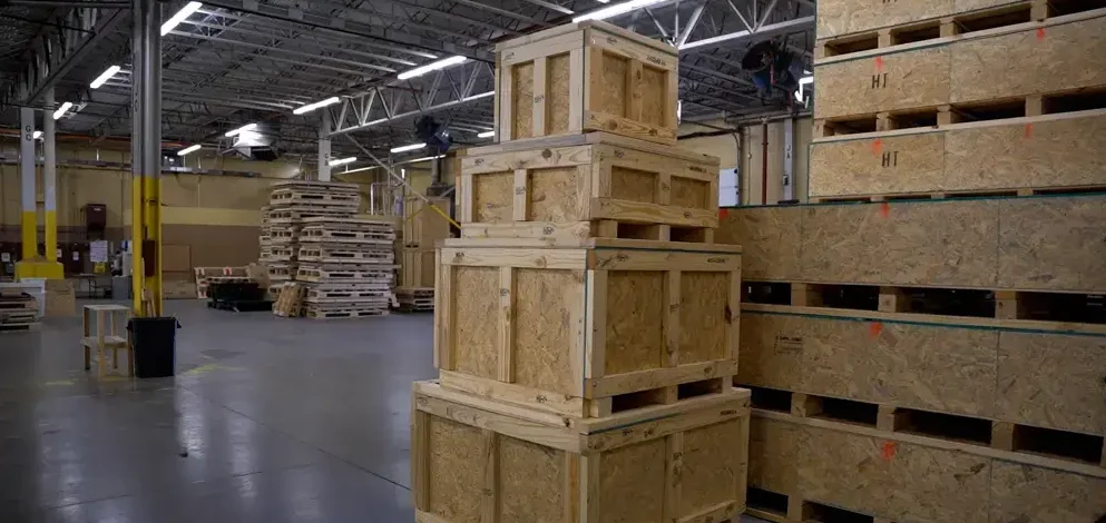 An application images of stacked cleated crates