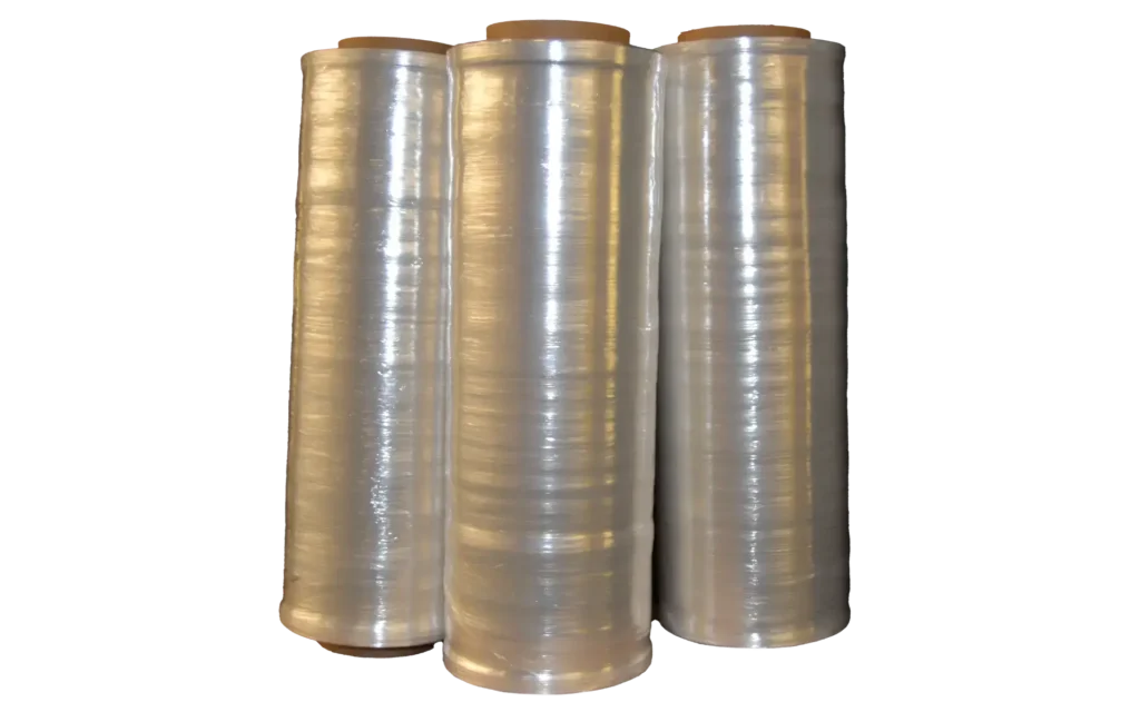 Transparent hand film for low volume apperations, helps keep items on loads securely while remaining lightweight