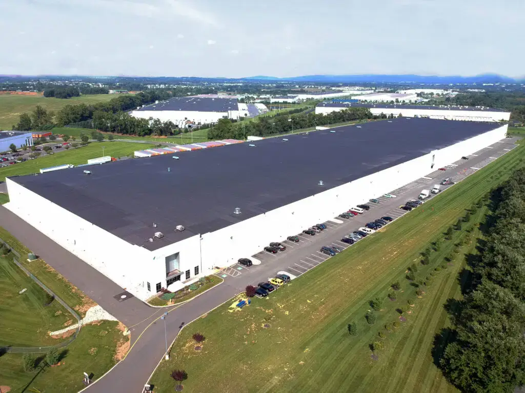An aerial shot of Millwood's pallet and crate packaging center in Alburtis PA