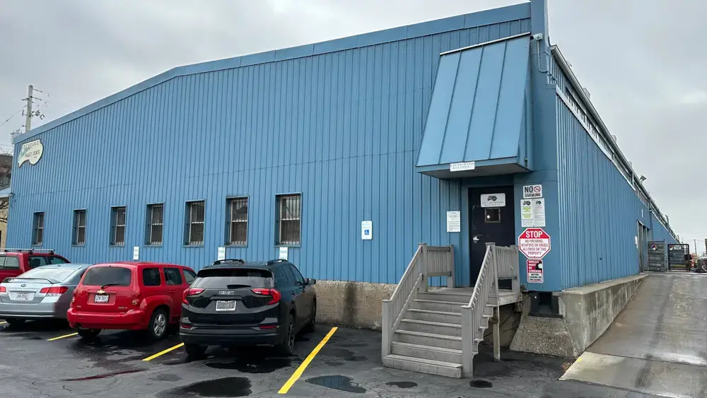 The storefront for Millwood's pallet location in Cleveland Ohio