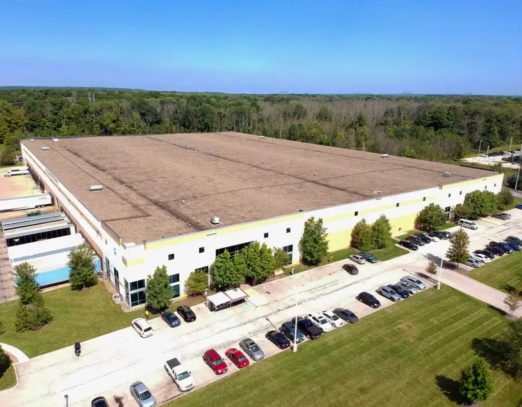 An aerial shot of Millwood's pallet and crate packaging center in Glenwillow Ohio