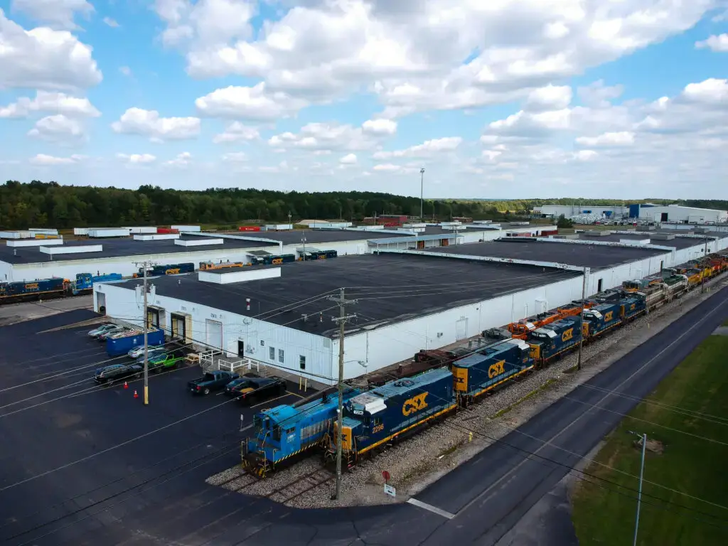An aerial shot of Millwood's pallet and crate packaging facility in Lordstown, Ohio