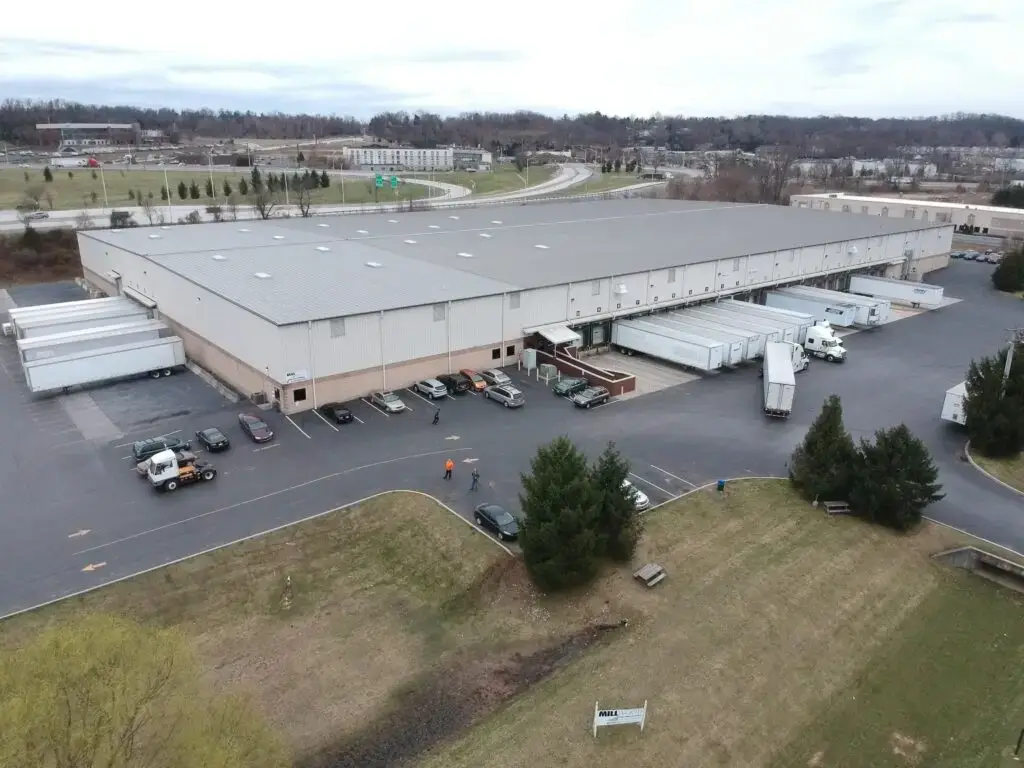 An aerial shot of Millwood's pallet and crate packaging facility in Mechanicsburgh Pennsylvania
