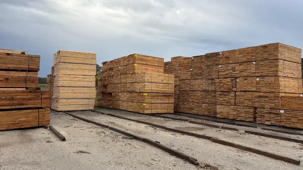 Stacks of Southern Yellow Pine lumber, a strong, durrable, versatile wood