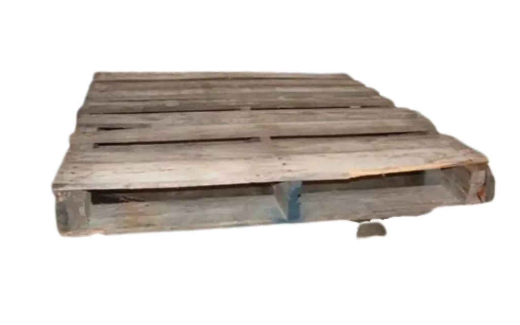 A picture of a grade-B pallet, an economincal option typically meant for heavy industrial use.