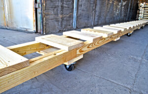 A long custom pallet designed for a non-standard-sized product