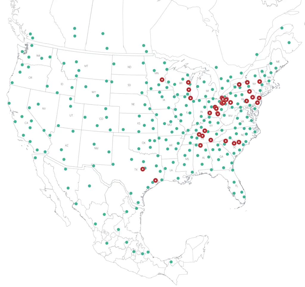 This map highlight Millwood operated locations and strategic partner network for 2026