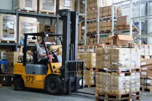 Pallets in use within a warehouse operation supporting product movement and supply chain performance.