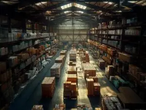 Strategic sourcing and vendor consolidation improving procurement cost savings through efficient bulk shipments in a warehouse.