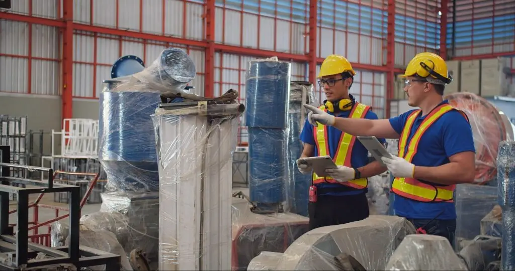 Palletized unit load undergoing packaging performance testing in a packaging science laboratory.